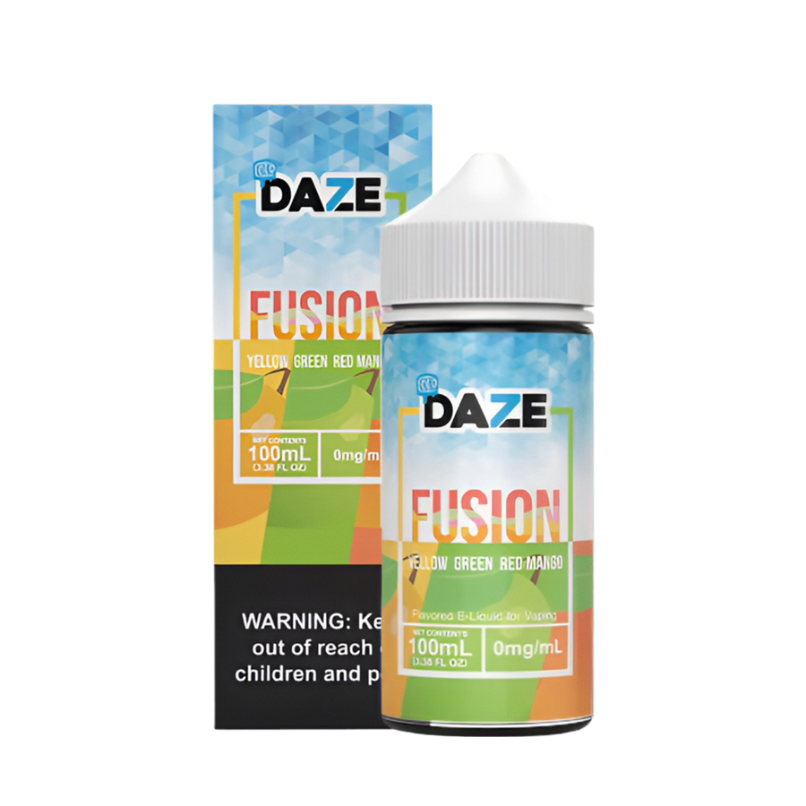 7 Daze Fusion Iced Freebase Vape Juice 0 Mg 100 ML Yellow Green Red Mango Iced