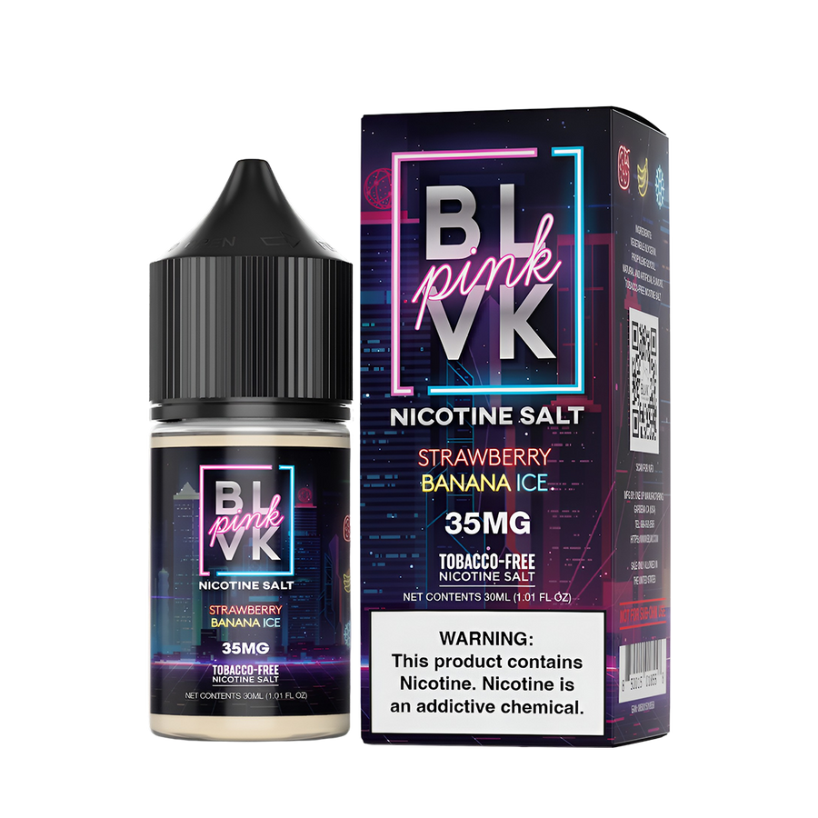 BLVK Pink Salt Nicotine Vape Juice 35 Mg Strawberry Banana Ice 