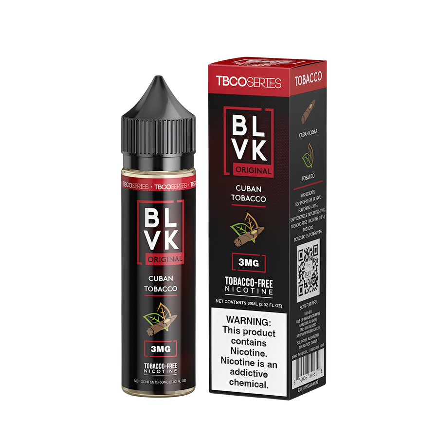 BLVK Tbco Freebase Vape Juice 0 Mg Cuban Tobacco 