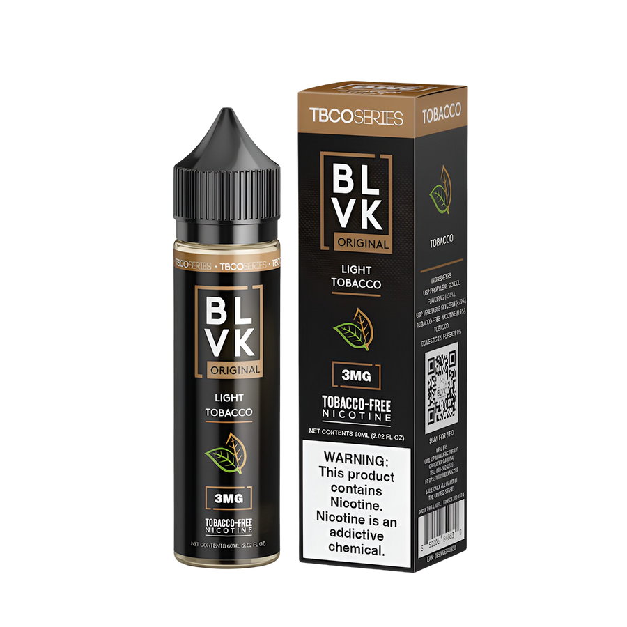 BLVK Tbco Freebase Vape Juice 0 Mg Light Tobacco 