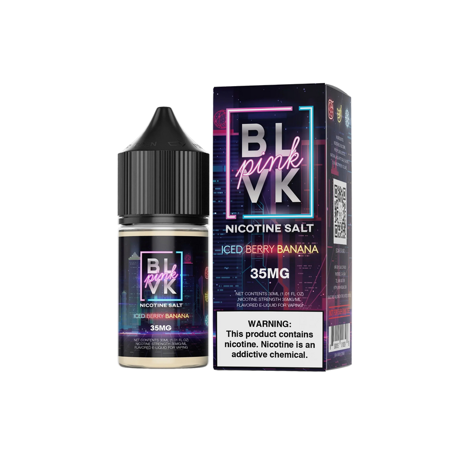 BLVK Pink Salt Nicotine Vape Juice 35 Mg Iced Berry Banana 