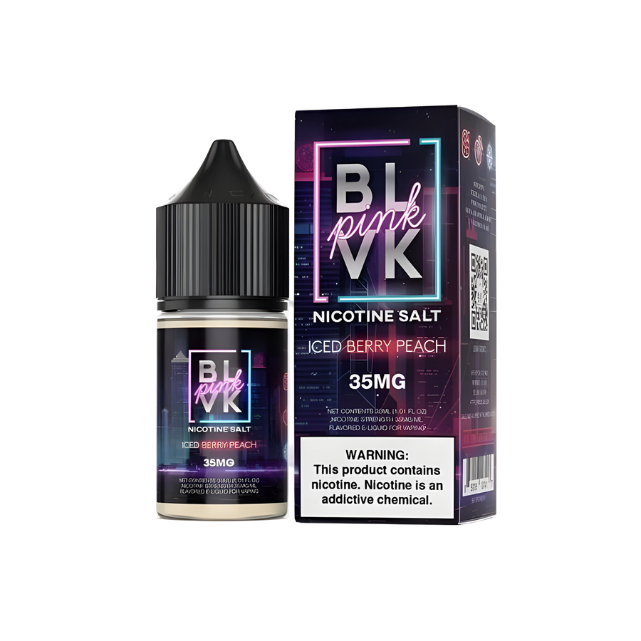 BLVK Pink Salt Nicotine Vape Juice 35 Mg Strawberry Peach Ice 