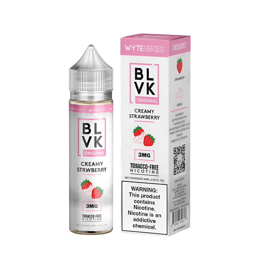 BLVK Wyte Freebase Vape Juice 0 Mg Creamy Strawberry 