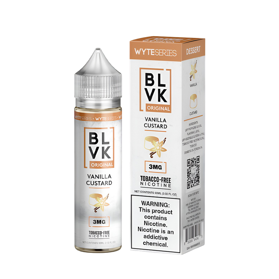 BLVK Wyte Freebase Vape Juice 0 Mg Vanilla Custard 