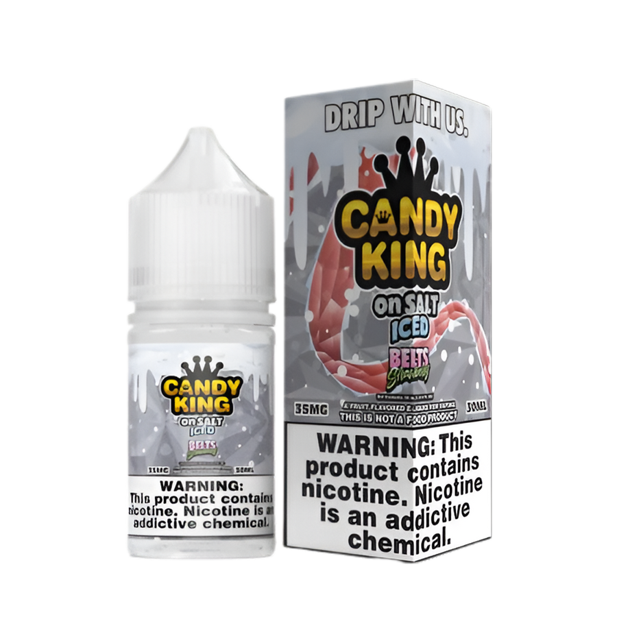 Candy King Iced Salt Nicotine Vape Juice 35 Mg 30 Ml Strawberry Belts Iced