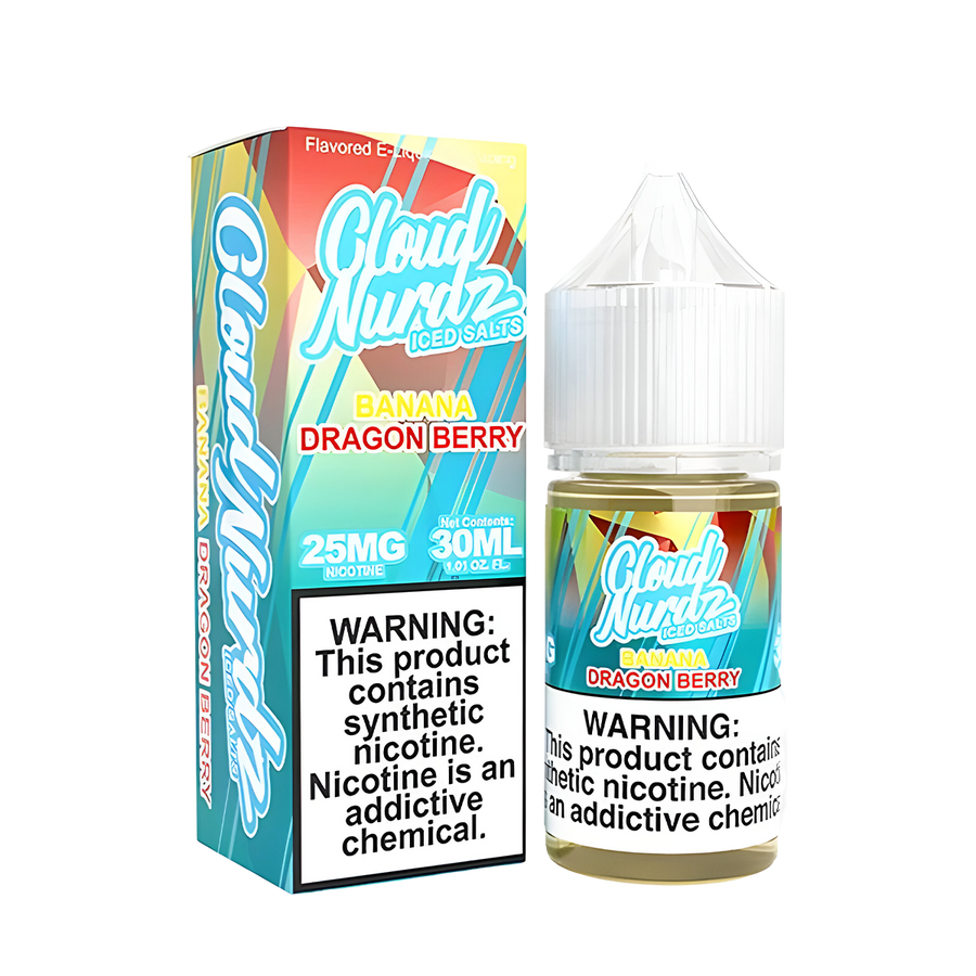 Cloud Nurdz Iced Salt Nicotine Vape Juice 25 Mg Banana Dragon Berry Iced 