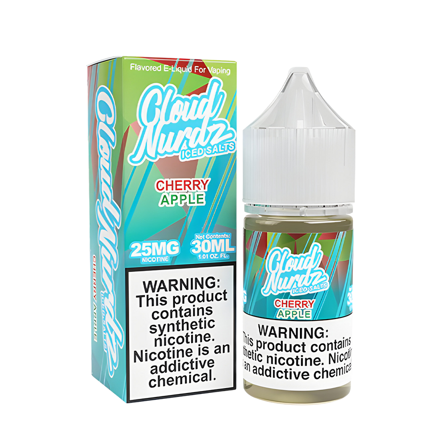 Cloud Nurdz Iced Salt Nicotine Vape Juice 25 Mg Cherry Apple Iced 