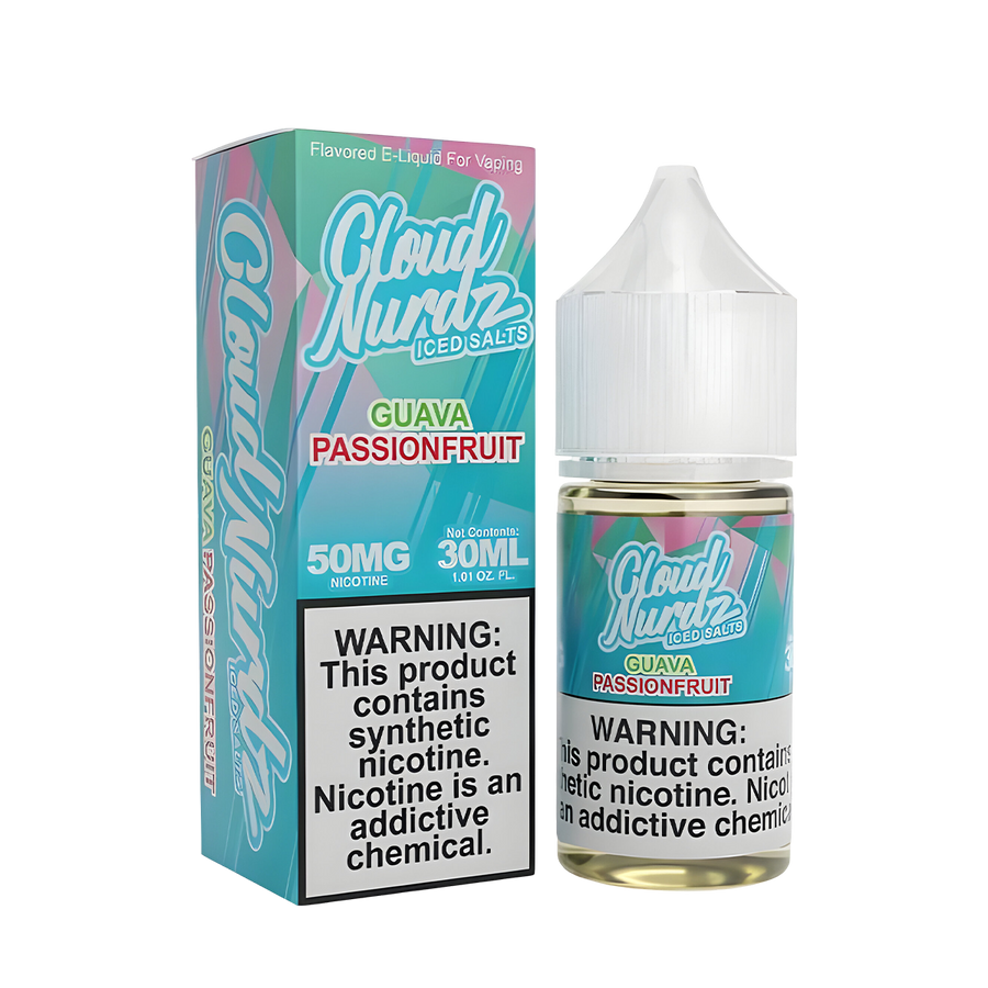 Cloud Nurdz Iced Salt Nicotine Vape Juice 25 Mg Guava Passion Fruit Iced 