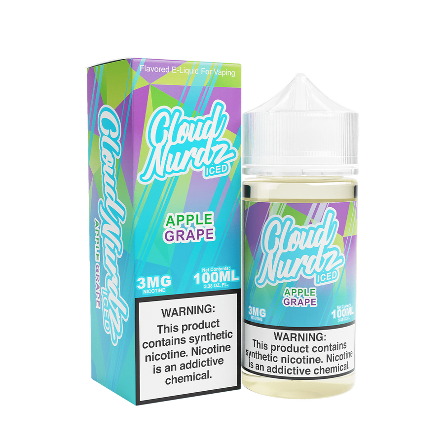 Cloud Nurdz Iced Freebase Vape Juice 3 Mg 100 Ml Apple Grape Iced