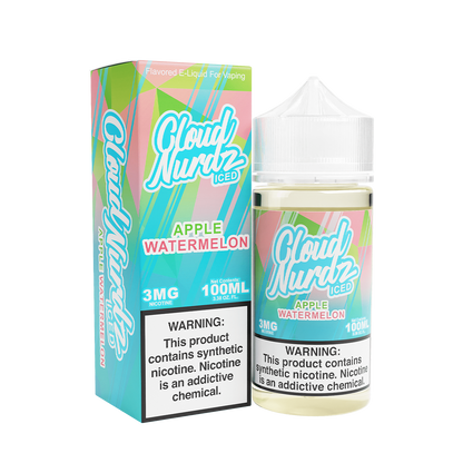 Cloud Nurdz Iced Freebase Vape Juice 3 Mg 100 Ml Apple Watermelon Iced