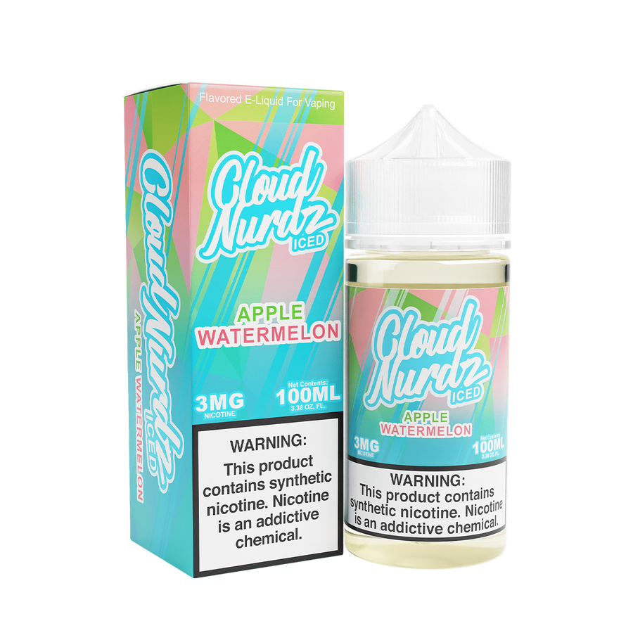 Cloud Nurdz Iced Freebase Vape Juice 3 Mg 100 Ml Apple Watermelon Iced