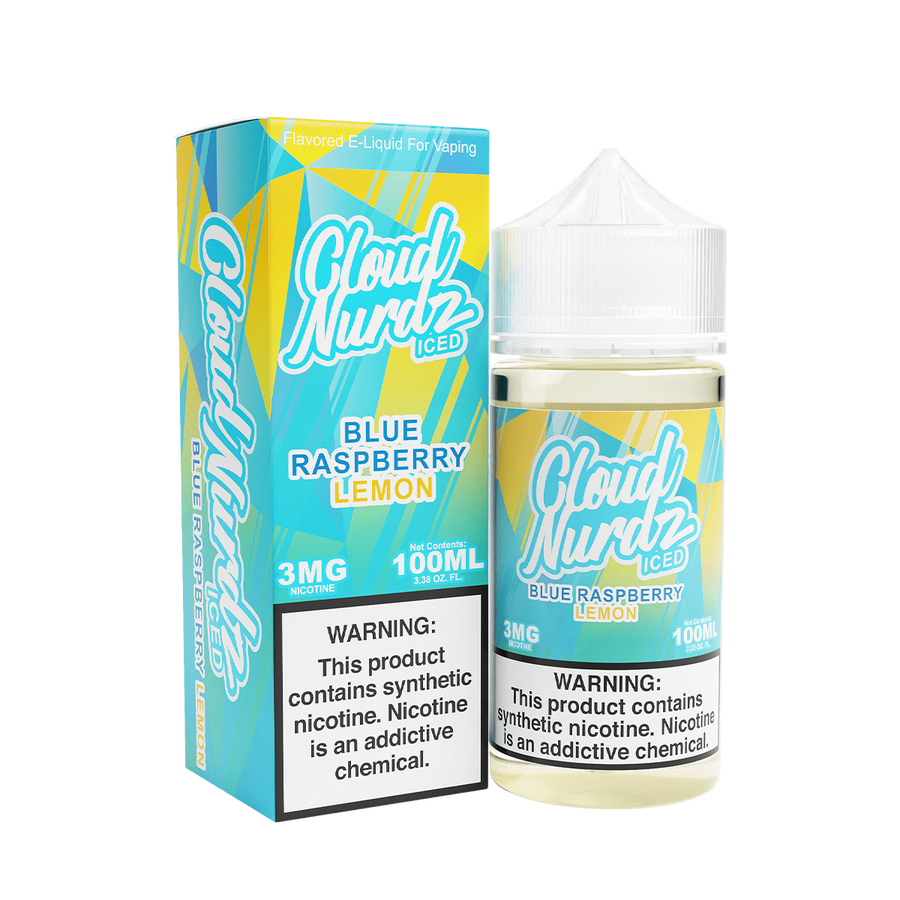 Cloud Nurdz Iced Freebase Vape Juice 3 Mg 100 Ml Blue Raspberry Lemon Iced