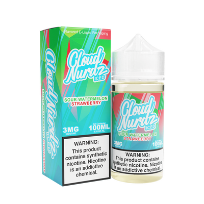 Cloud Nurdz Iced Freebase Vape Juice 3 Mg Sour Watermelon Strawberry Iced 