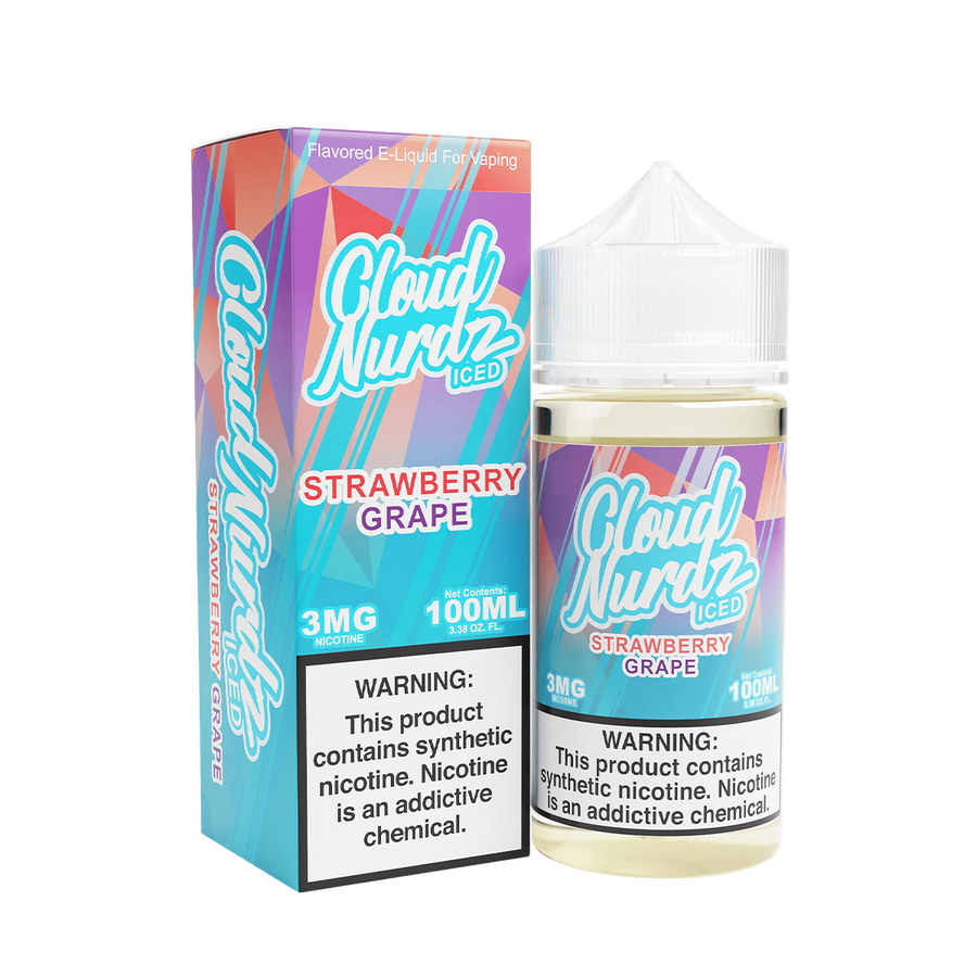 Cloud Nurdz Iced Freebase Vape Juice 3 Mg 100 Ml Strawberry Grape Iced