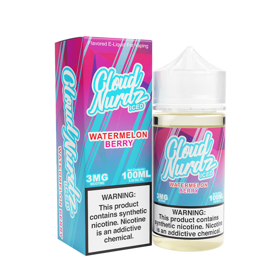 Cloud Nurdz Iced Freebase Vape Juice 3 Mg Watermelon Berry Iced 