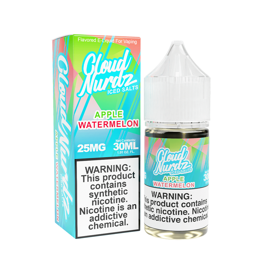 Cloud Nurdz Iced Salt Nicotine Vape Juice 25 Mg Apple Watermelon Iced 