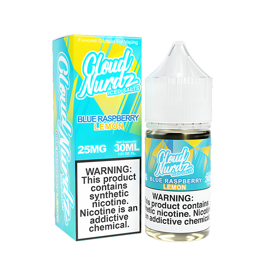 Cloud Nurdz Iced Salt Nicotine Vape Juice 25 Mg Blue Raspberry Lemon Iced 