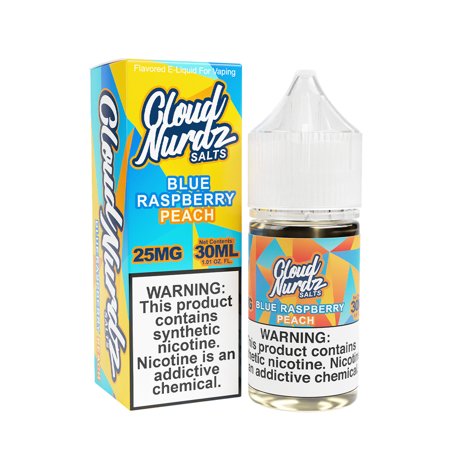 Cloud Nurdz Salt Nicotine Vape Juice 25 Mg 30 Ml Blue Raspberry Peach