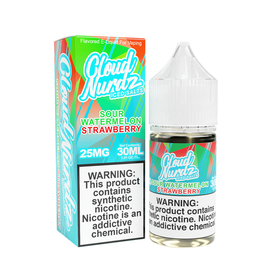 Cloud Nurdz Iced Salt Nicotine Vape Juice 25 Mg Sour Watermelon Strawberry Iced 