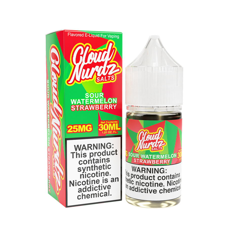 Cloud Nurdz Salt Nicotine Vape Juice 25 Mg Sour Watermelon Strawberry 