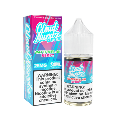 Cloud Nurdz Iced Salt Nicotine Vape Juice 25 Mg Watermelon Berry Iced 