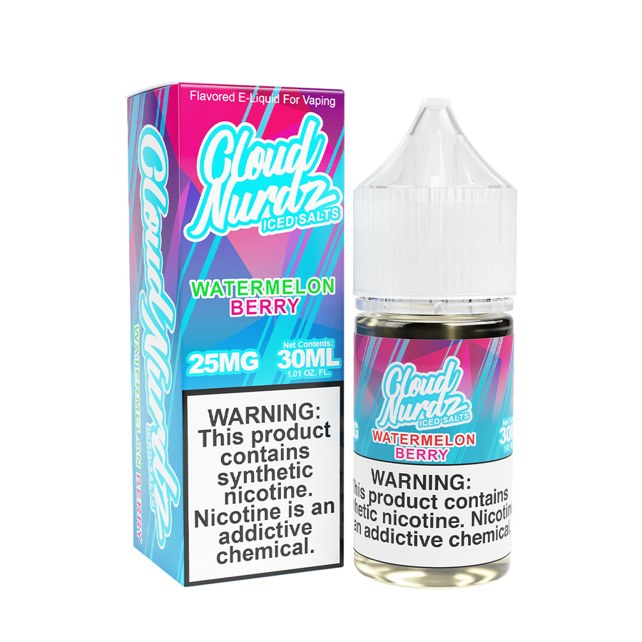 Cloud Nurdz Iced Salt Nicotine Vape Juice 25 Mg Watermelon Berry Iced 