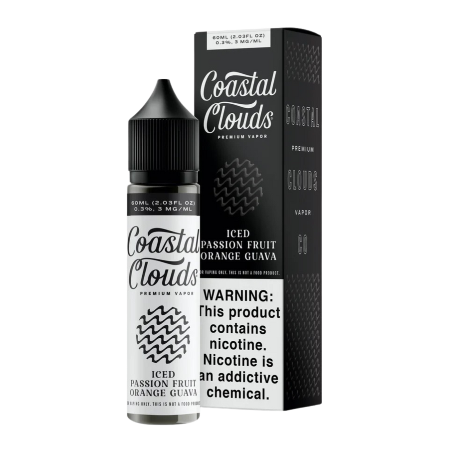 Coastal Clouds Freebase Vape Juice 0 Mg Iced Passion Fruit Orange Guava 