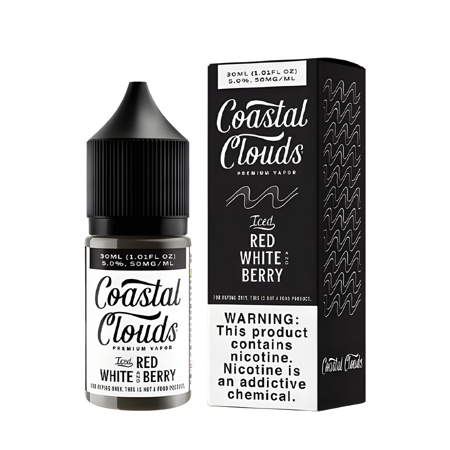Coastal Clouds Salt Nicotine Vape Juice 50 Mg 30 Ml Iced Red White Berry
