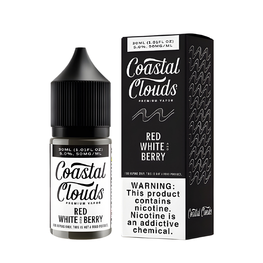 Coastal Clouds Salt Nicotine Vape Juice 35 Mg 30 Ml Iced Red White Berry