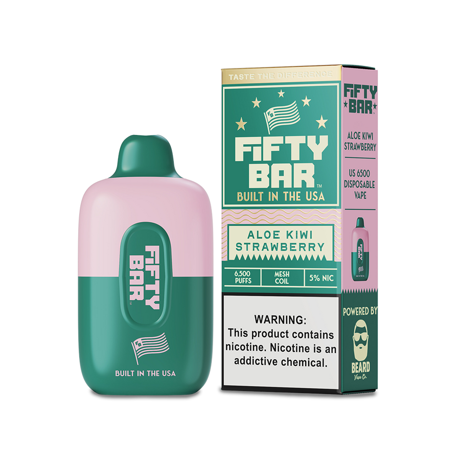 Fifty Bar 6500 Disposable Vape Aloe Kiwi Strawberry  