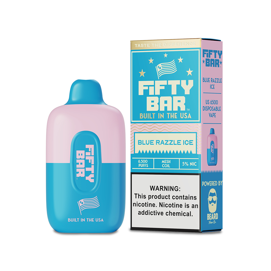 Fifty Bar 6500 Disposable Vape Blue Razzle Ice  