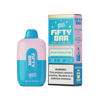 Fifty Bar 6500 Disposable Vape Blue Razzle Ice  