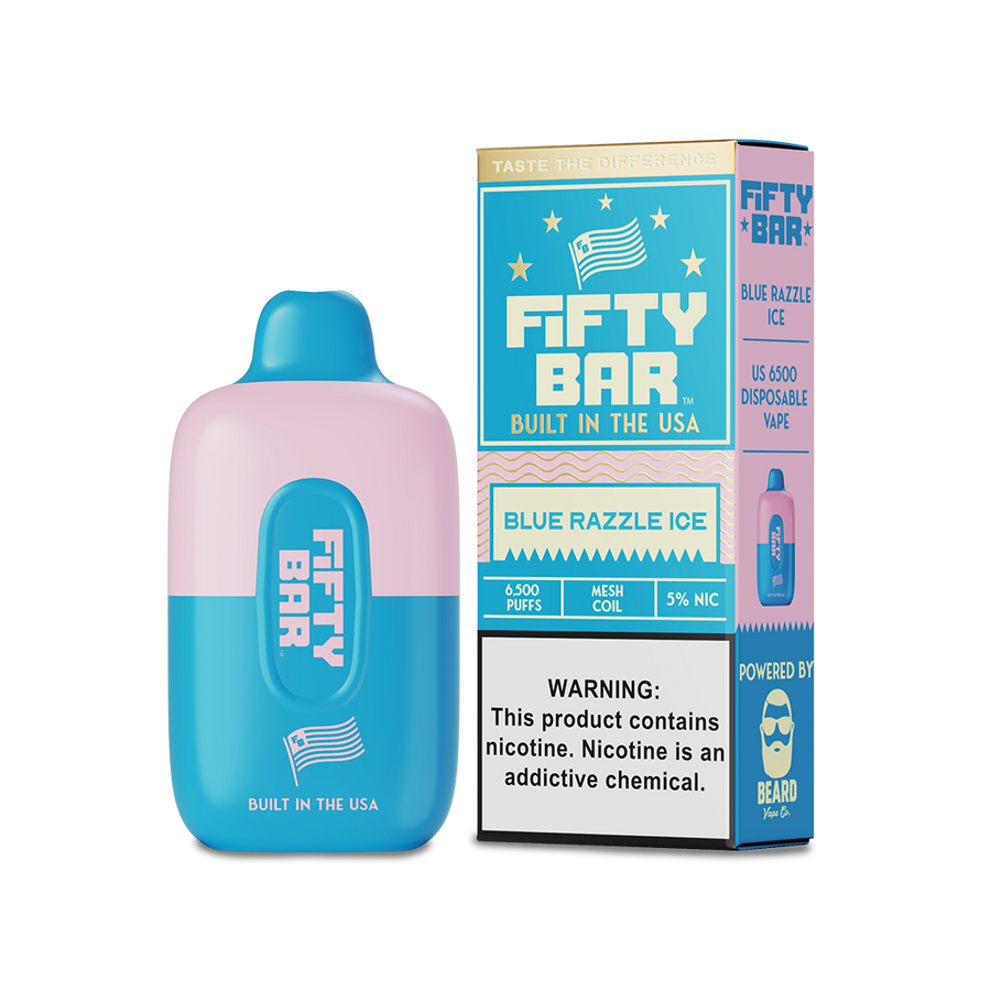 Fifty Bar 6500 Disposable Vape Blue Razzle Ice  