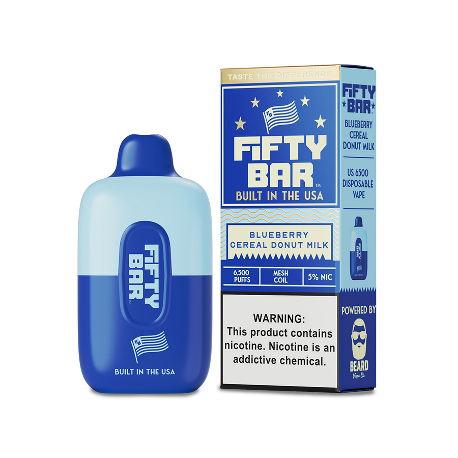 Fifty Bar 6500 Disposable Vape Blueberry Cereal Donut Milk  