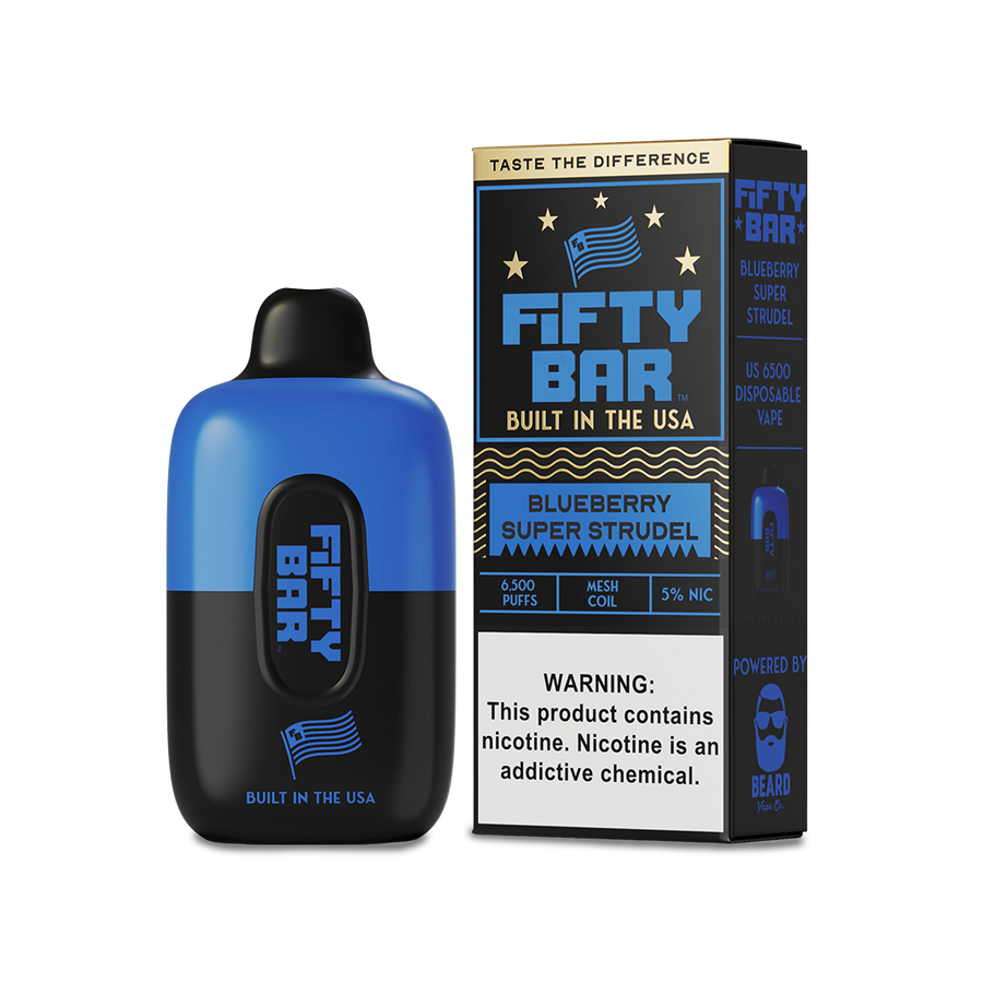 Fifty Bar 6500 Disposable Vape Blueberry Super Strudel  