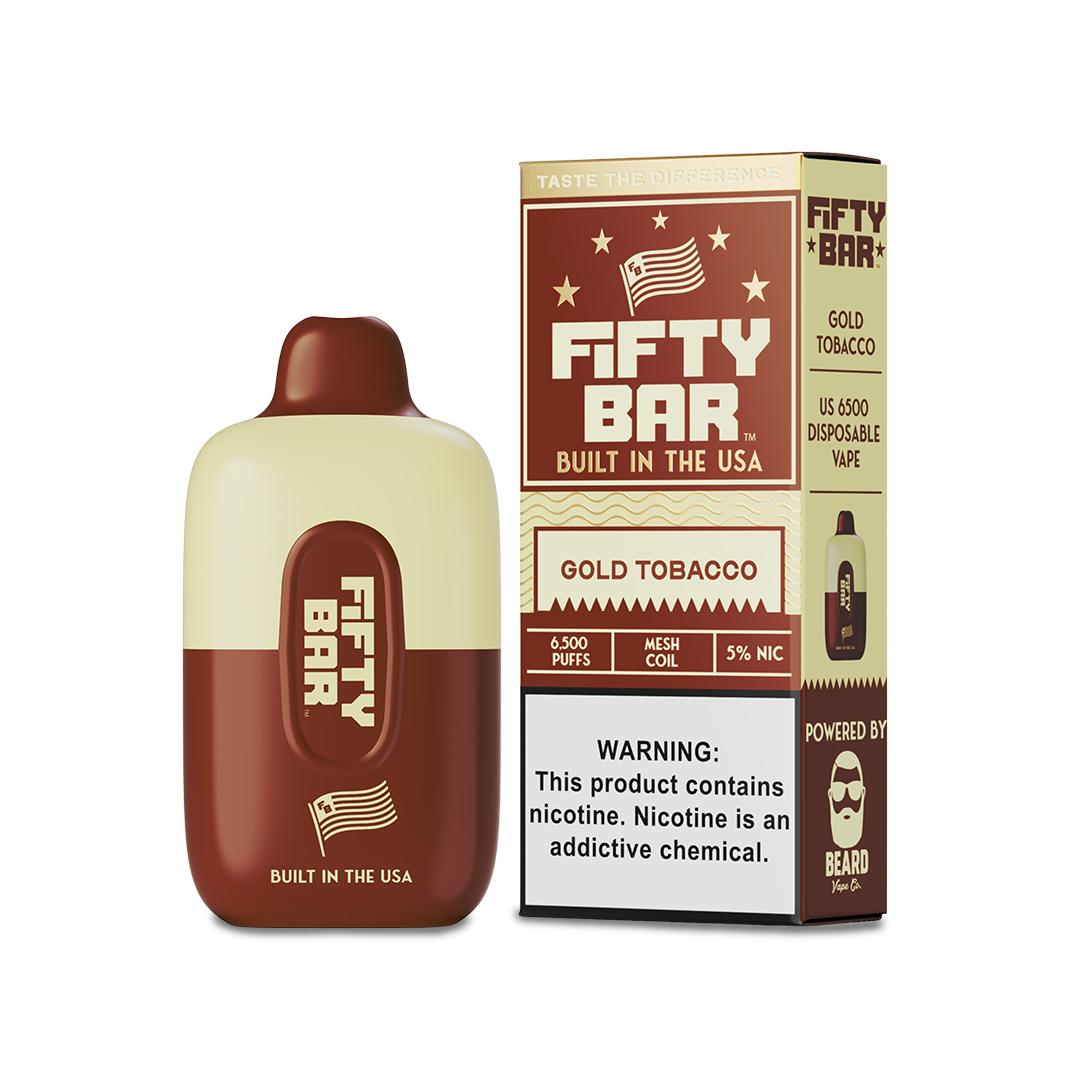 Fifty Bar 6500 Disposable Vape Gold Tobacco  