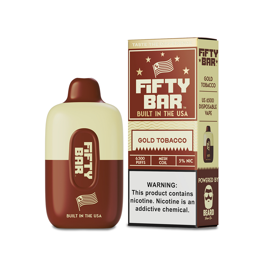 Fifty Bar 6500 Disposable Vape Gold Tobacco  