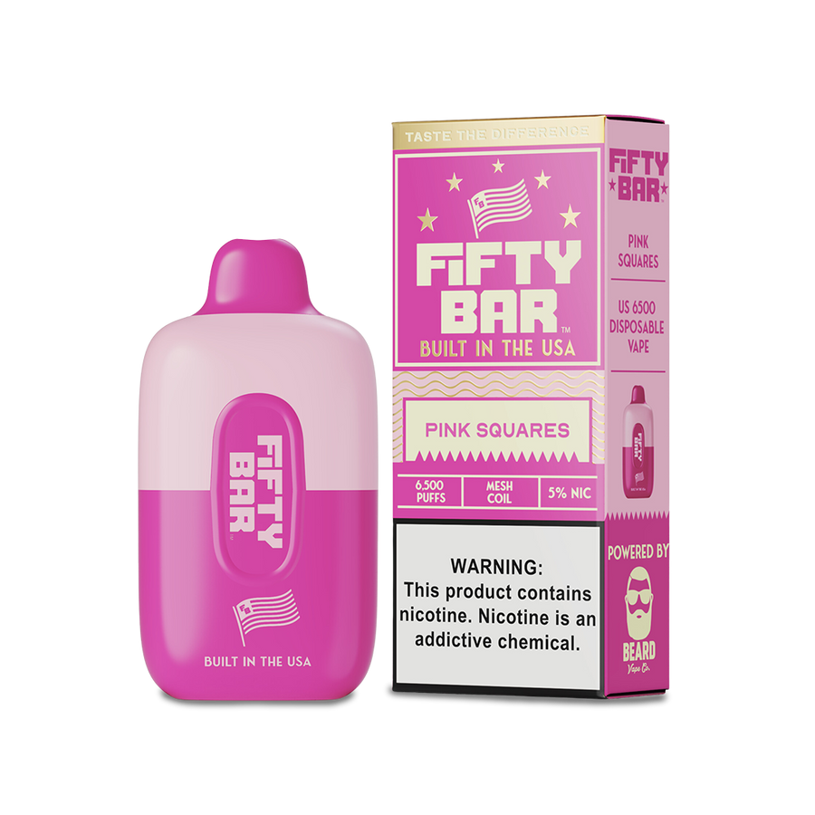 Fifty Bar 6500 Disposable Vape Pink Squares  