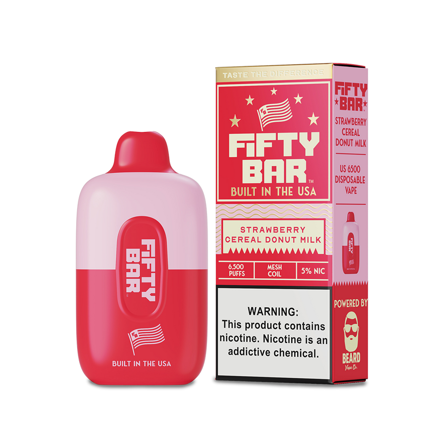 Fifty Bar 6500 Disposable Vape Strawberry Cereal Donut Milk  