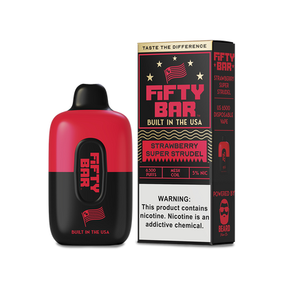 Fifty Bar 6500 Disposable Vape Strawberry Super Strudel  