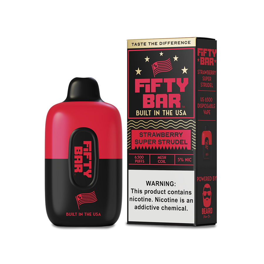 Fifty Bar 6500 Disposable Vape Strawberry Super Strudel  