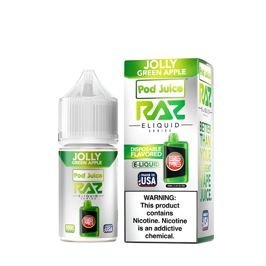 Pod Juice x Raz Salt Nicotine Vape Juice 20 Mg Golly Green Apple 