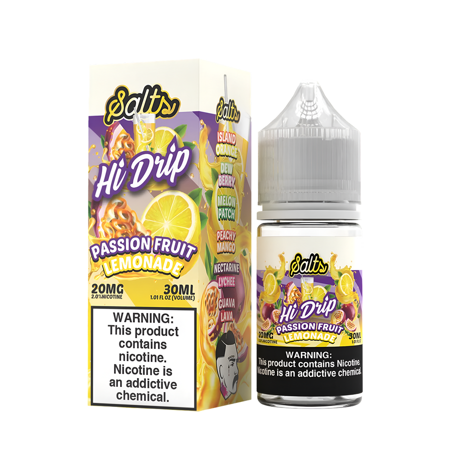 Hi Drip Salt Nicotione Vape Juice 20 Mg Passion Fruit Lemonade 