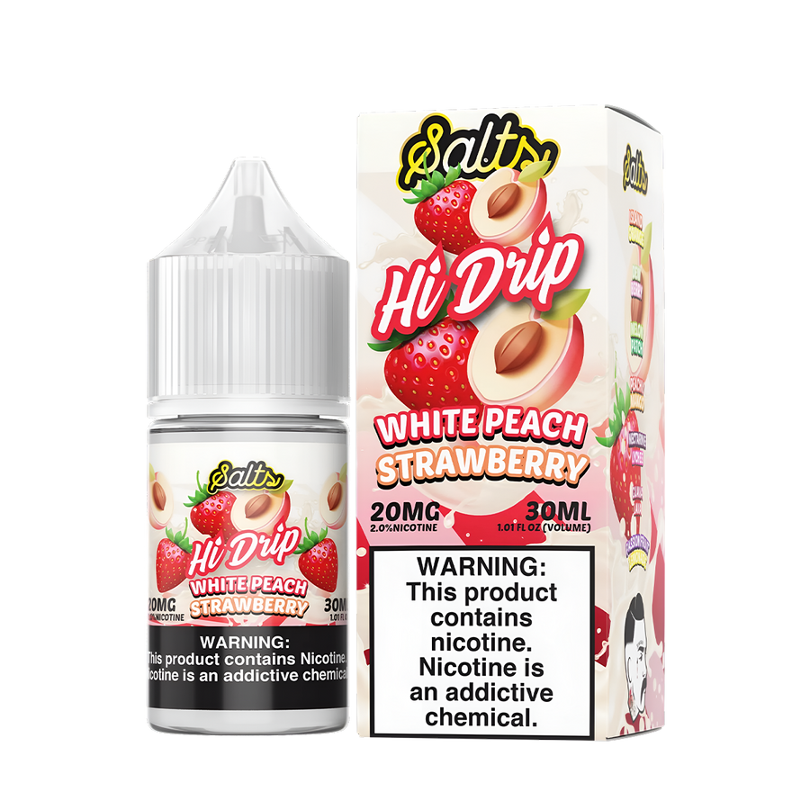 Hi Drip Salt Nicotione Vape Juice 20 Mg White Peach Strawberry 