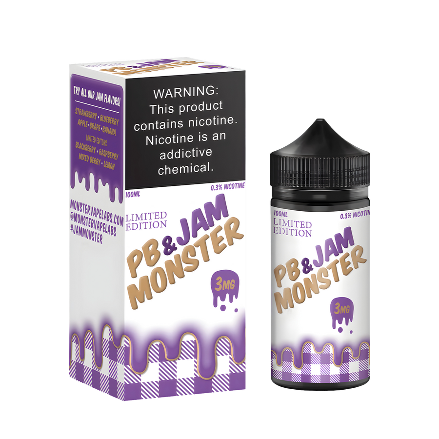 Jam Monster Freebase Vape Juice 3 Mg PB&J 