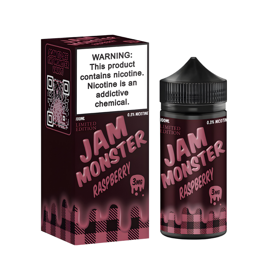 Jam Monster Freebase Vape Juice 3 Mg Raspberry 