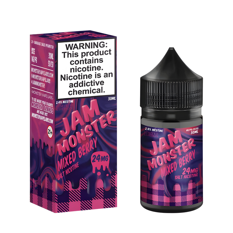 Jam Monster Salt Nicotine Vape Juice 24 Mg 30 Ml Mixed Berry