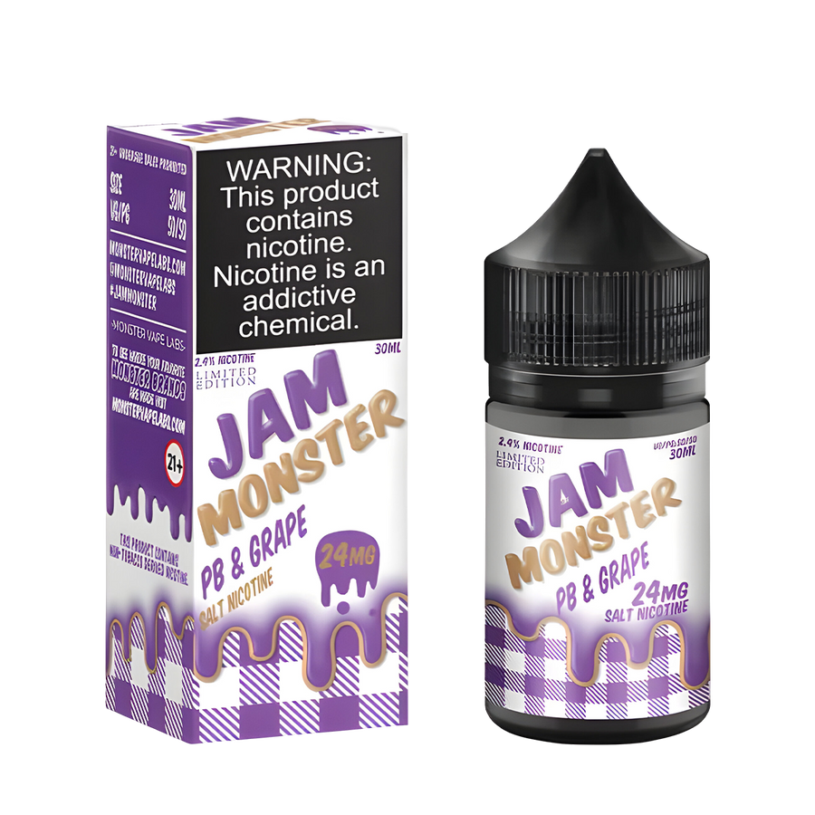 Jam Monster Salt Nicotine Vape Juice 24 Mg 30 Ml PB & Grape