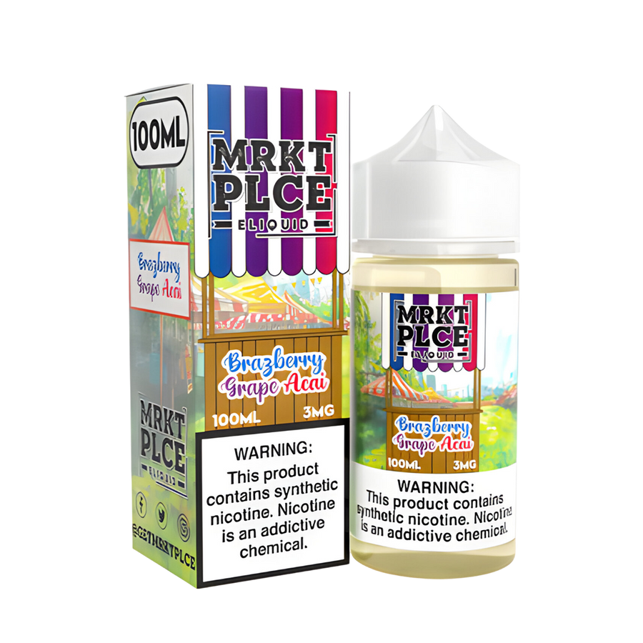 MRKT PLCE Freebase Vape Juice 0 Mg Brazberry Grape Acai 