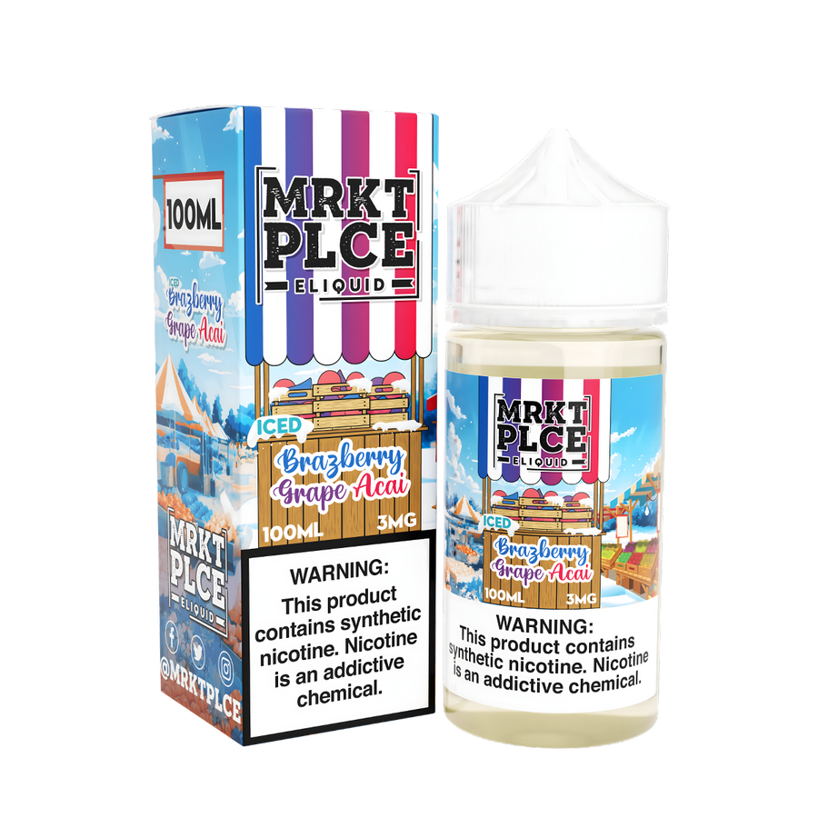 MRKT PLCE Freebase Vape Juice 0 Mg Iced Brazberry Grape Acai 